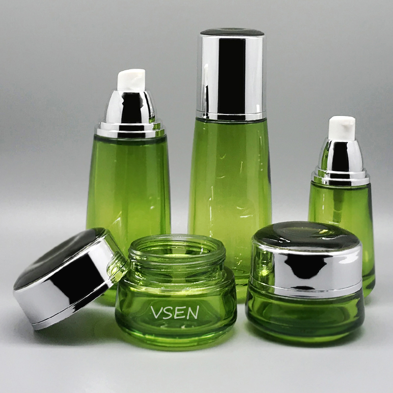 绿色化妆品套装瓶子 面霜瓶子 九游会·J9新开发化妆品(图2)